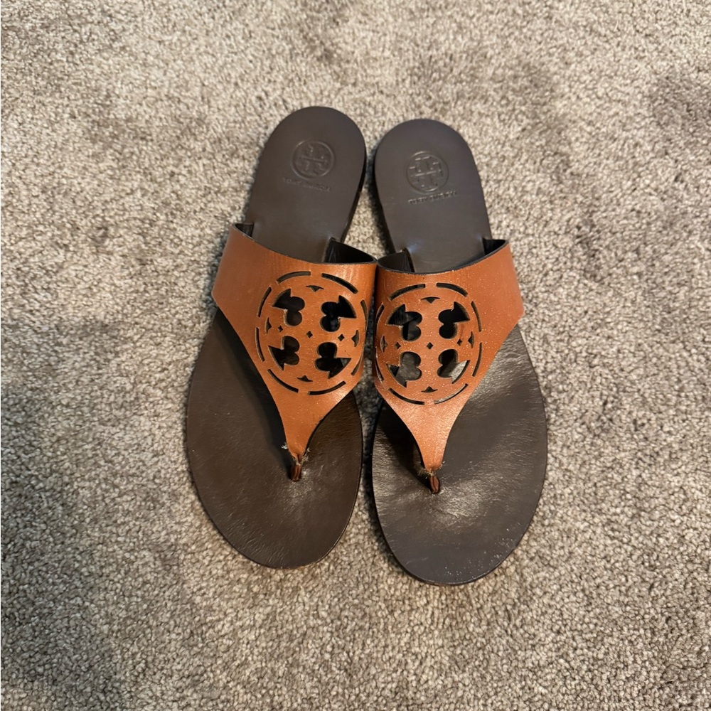 Brown Leather Sandals with Cutout Design